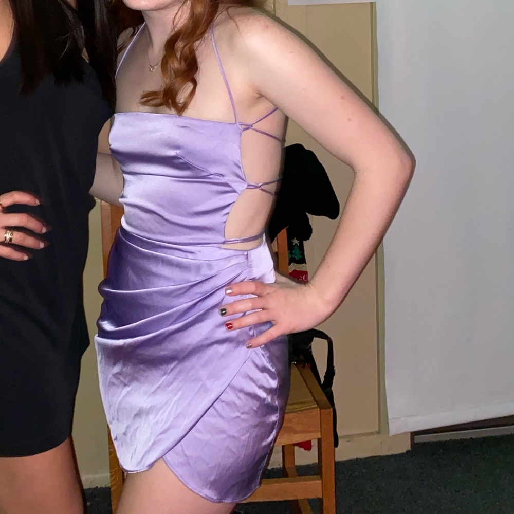 Lucy in the Sky Lavender Satin Mini Dress